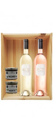 Coffret cadeau bois vin Provence By Ott Personnalisé + Kit gourmand