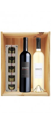 Coffret cadeau bois vin Provence Minuty Personnalisé + Ecrin Sarladais